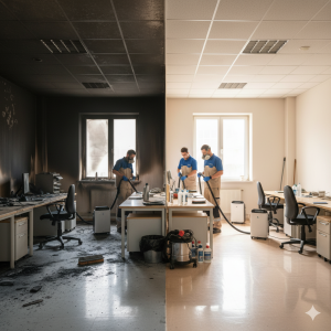 Limpieza post-incendio en edificios y oficinas
